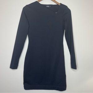 Kate Spade Saturday Little Black Dress Bodycon Long Sleeve Knit Asymmetric Neck